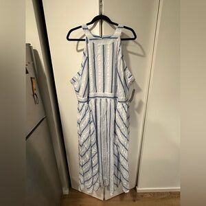 Lane Bryant Blue and White Striped Maxi Dress 20 NWT